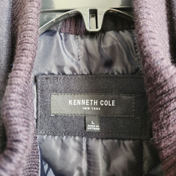 Kenneth Cole Men's Black Wool Blend Double Breasted Classic Peacoat Size L - Picture 5 of 9